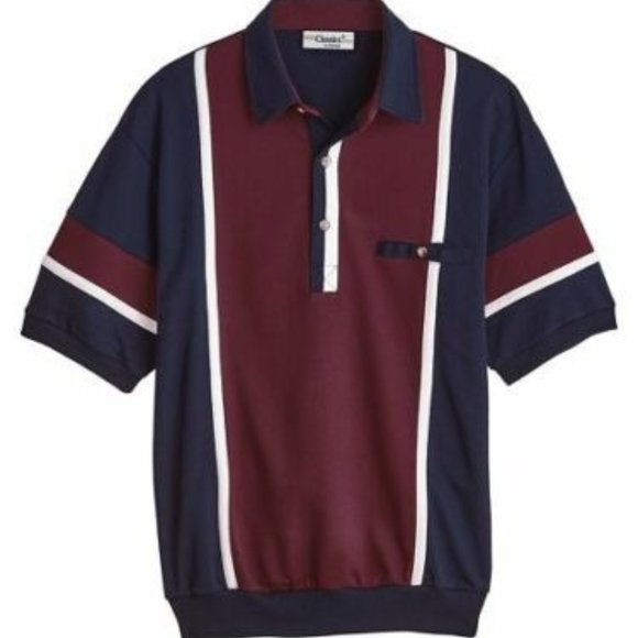 PALMLAND CLASSICS Men's Banded Colorblock Polo - Burgundy - Small - RETAIL = $45 - Picture 1 of 2